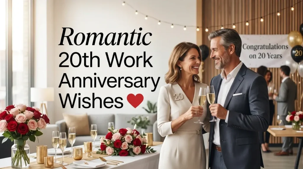 Romantic 20th Work Anniversary Wishes ❤️