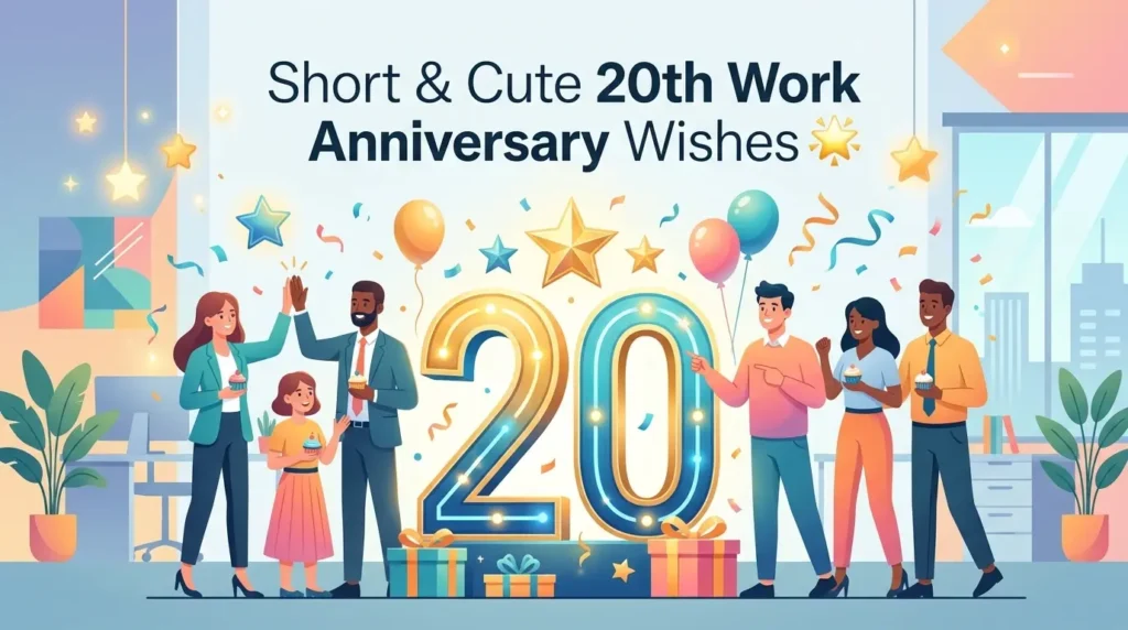 Short & Cute 20th Work Anniversary Wishes 🌟