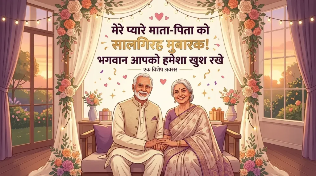 Wishing My Lovely Parents a Happy Anniversary May God Always Keep You Happy in Hindi