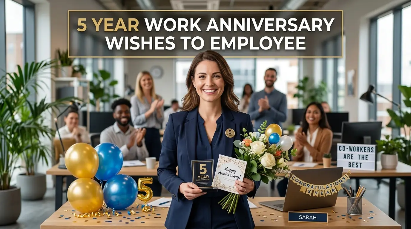 5 year work anniversary wishes to employee