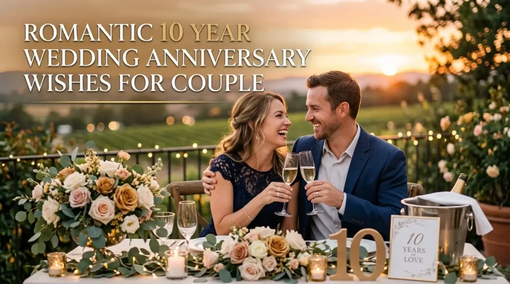Romantic 10 Year Wedding Anniversary Wishes for Couple