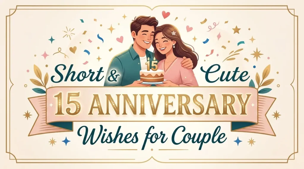 Short & Cute 15 Anniversary Wishes for Couple