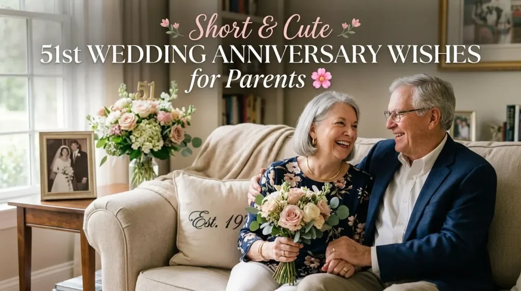 Short & Cute 51st Wedding Anniversary Wishes for Parents 🌸