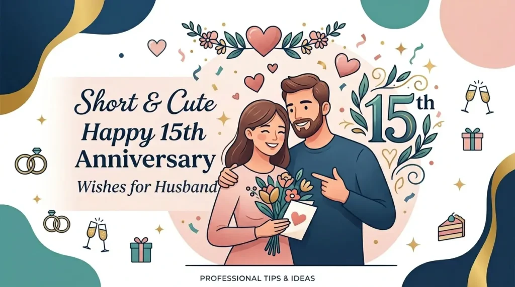 Short & Cute Happy 15th Anniversary Wishes for Husband