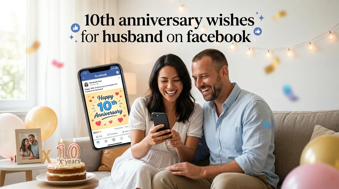 10th anniversary wishes for husband on Facebook