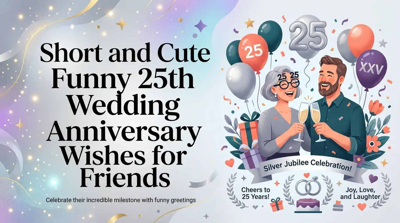Short and Cute Funny 25th Wedding Anniversary Wishes for Friends