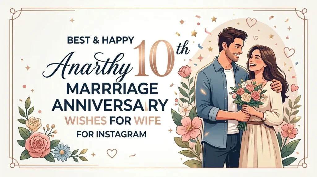 Best & Happy 10th Marriage Anniversary Wishes for Wife for Instagram