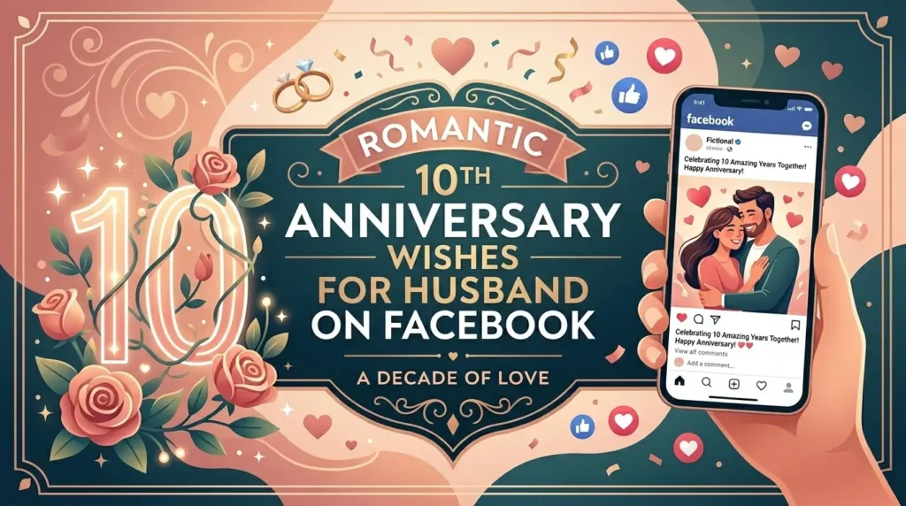 Romantic 10th Anniversary Wishes for Husband on Facebook